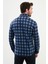 Kareli Mavi Slim Fit Yün Erkek Gömlek 3