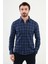 Kareli Saks Slim Fit Yün Erkek Gömlek 1