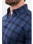 Kareli Saks Slim Fit Yün Erkek Gömlek 2