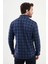 Kareli Saks Slim Fit Yün Erkek Gömlek 3