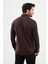 Çizgili Kiremit Rengi Slim Fit Yün Erkek Gömlek 3