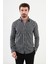 Çizgili Gri Slim Fit Yün Erkek Gömlek 1
