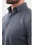 Çizgili Lacivert Slim Fit Yün Erkek Gömlek 2