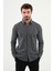 Çizgili Siyah Slim Fit Yün Erkek Gömlek 1