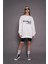 Kadın Oversize Baskılı Uzun Sweatshirt 24539 Ekru 2