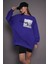 Kadın Oversize Baskılı Uzun Sweatshirt 24539 Sax 1