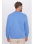 Relax Fit Rahat Kesim Pamuklu Basic Indigo Renk Bisiklet Yaka Sweatshirt 5