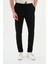 Düz Siyah Super Slim Fit Beli Lastikli İpli Erkek Pantolon 1