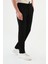 Düz Siyah Super Slim Fit Beli Lastikli İpli Erkek Pantolon 3