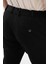 Düz Siyah Super Slim Fit Beli Lastikli İpli Erkek Pantolon 4