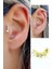 Zirkon Taşlı 925AYAR Gümüş Üzerine Altın Kaplama Tragus ve Helix Kikirdak Piercing 1