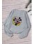 Içi Polarlı Ayda Oturan Mini ve Miki Baskılı Oversize Kapüşonlu Çocuk Sweatshirt 15771 1