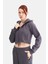 Kadın Fermuarlı Kapüşonlu Crop Sweatshirt 1