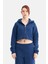 Kadın Fermuarlı Kapüşonlu Crop Sweatshirt 2
