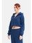Kadın Fermuarlı Kapüşonlu Crop Sweatshirt 3
