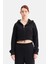 Kadın Fermuarlı Kapüşonlu Crop Sweatshirt 2