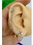 Arescollection Zirkon Taşlı 1 Adet Zincir Bağlantılı Ikili Kıkırdak Kulak Memesi Uyumlu Piercing Küpe 1