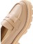 Kadın Bej Kalın Tabanlı Deri Maskülen Loafer 24WFD188718 10