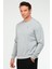 Gri Melanj Regular Pamuklu O Yaka Basic Erkek Sweatshirt XC2372 3