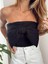 Kadın Tüvit Kumaş Fermuarlı Straplez Fiyonk Detaylı Siyah Büstiyer 5