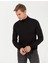 Erkek Siyah Slim Fit Yarım Balıkçı Yaka Basic Triko Kazak 50256965-VR046 1
