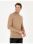 Erkek Camel Melanj Slim Fit Yarım Balıkçı Yaka Basic Triko Kazak 50296548-VR122 1