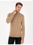 Erkek Camel Melanj Slim Fit Yarım Balıkçı Yaka Basic Triko Kazak 50296548-VR122 3