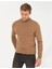 Erkek Camel Melanj Slim Fit Yarım Balıkçı Yaka Basic Triko Kazak 50256965-VR122 3