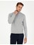 Erkek Gri Slim Fit Yarım Balıkçı Yaka Yün Karışımlı Triko Kazak 50296414-VR024 1