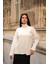 Kol Detaylı Balıkcı Yaka Boğazlı Ekru Bluz 1