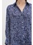 Şal Desenli Saten Gömlek Lacivert 2