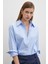 Yaka Incili Poplin Gömlek Mavi 1
