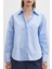 Yaka Incili Poplin Gömlek Mavi 2