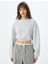 Basic Crop Sweatshirt Bisiklet Yaka Üç Iplik Şardonlu 3