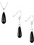 Siyah Taşlı Oniks Uzun Damla Küpe - Kolye Gümüş Set Kancalı Model 2