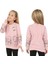 Kız Çocuk Önü ve Kolları Resim Desenli Şardonlu Pudra Renk Sweatshirt 3