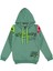 Kız Çocuk Youth Önü Omuzları Yazı Desenli Yeşil Renk Kapüşonlu Sweatshirt 1