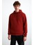 Jorna Erkek 3 Iplik Içi Şardonlu Yumuşacık Çıt Çıt Yakalı Regular Kapüşonlu Kiremit Rengi Sweatshirt 1