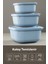 12LI 4X(600-1100-1800 Ml) Mikrodalga ve Difrize Uygun Vip Kapaklı Özel Saklama Kabı Seti Mavi 4