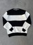 Parçalı Bisiklet Yaka Baskılı Sweatshirt - Siyah 1