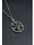 Pentagram Yıldızı Keçi Kafası Gümüş Kaplama Unisex Düz Zincir Kolye kod 831 1
