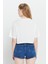 Oversize Fit Bol Kesim %100 Pamuk Bisiklet Yaka Baskılı Crop Tişört 5