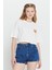 Oversize Fit Bol Kesim %100 Pamuk Bisiklet Yaka Baskılı Crop Tişört 3
