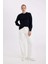Regular Fit Bisiklet Yaka Selanik Kumaş Basic Düz Triko Kazak H6905AZ24WN 2