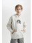 Erkek Çocuk Oversize Geniş Kalıp Baskılı Kapüşonlu Sweatshirt D5387A824WN 3