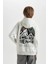 Erkek Çocuk Oversize Geniş Kalıp Baskılı Kapüşonlu Sweatshirt D5387A824WN 5