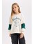 Kız Çocuk Oversize Geniş Kalıp Bisiklet Yaka Baskılı Sweatshirt D1106A824AU 1