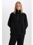 Regular Fit Yarım Fermuarlı Dik Yaka Basic Düz Sweatshirt D9009AX24WN 1