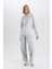 Relax Fit Kapüşonlu Kalın Basic Düz Sweatshirt D9935AX24WN 1