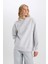 Relax Fit Kapüşonlu Kalın Basic Düz Sweatshirt D9935AX24WN 2